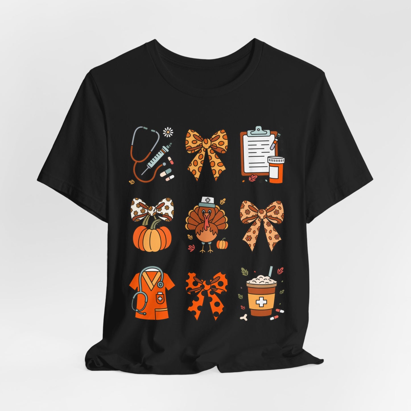 Fall Nurse Thanksgiving Unisex Tee - Cute Thanksgiving Turkey Nurse Pumpkin Spice Design