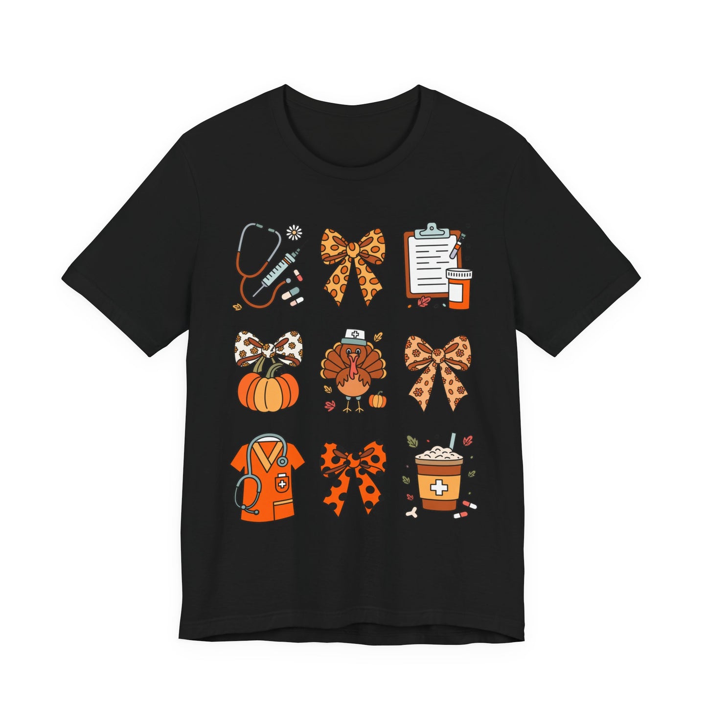 Fall Nurse Thanksgiving Unisex Tee - Cute Thanksgiving Turkey Nurse Pumpkin Spice Design